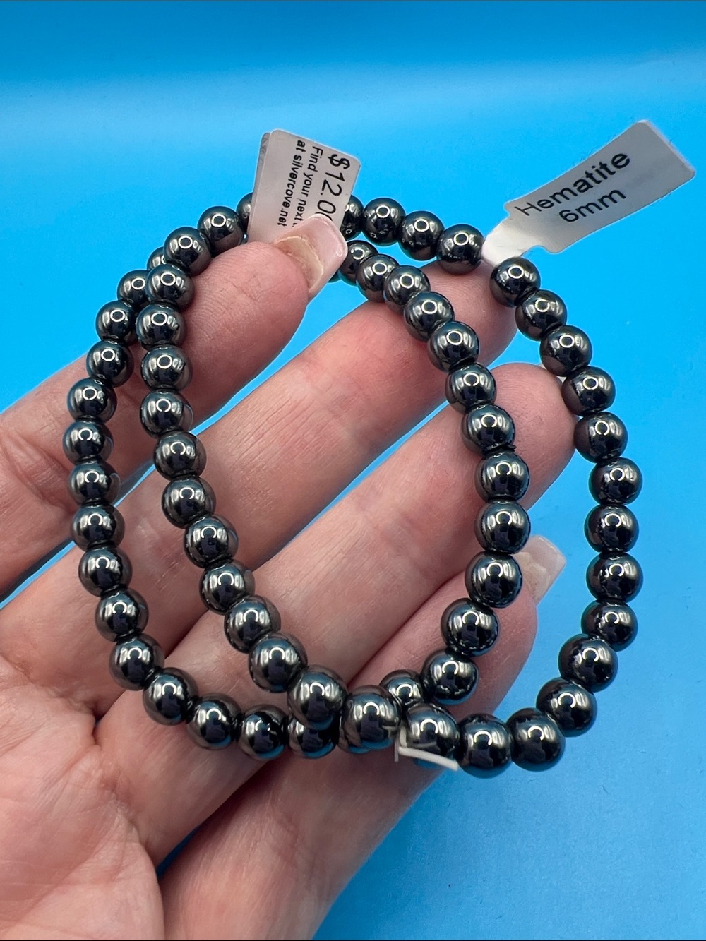 Hematite 6mm Beaded Stretch Bracelet - Hematite